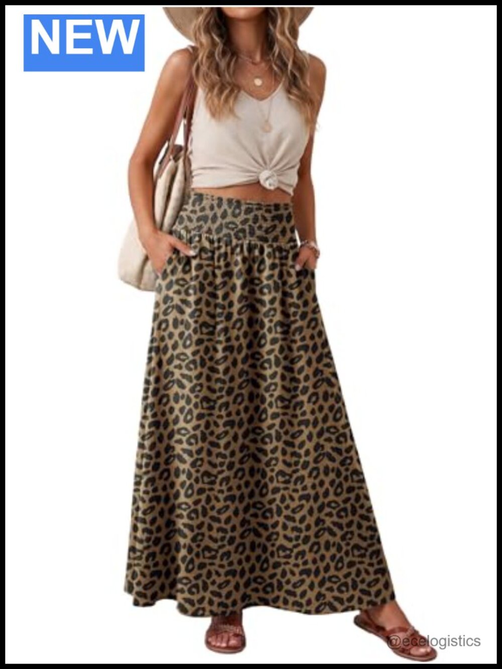 Maxi Skirt Women High Waisted Smocked Elastic Boho Swing Pleated Long Skirt